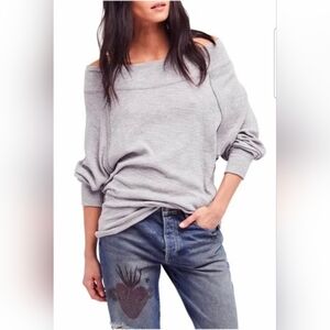 Free People We The Free Palisades Off-the-Shoulder Thermal Top - Gray Medium
